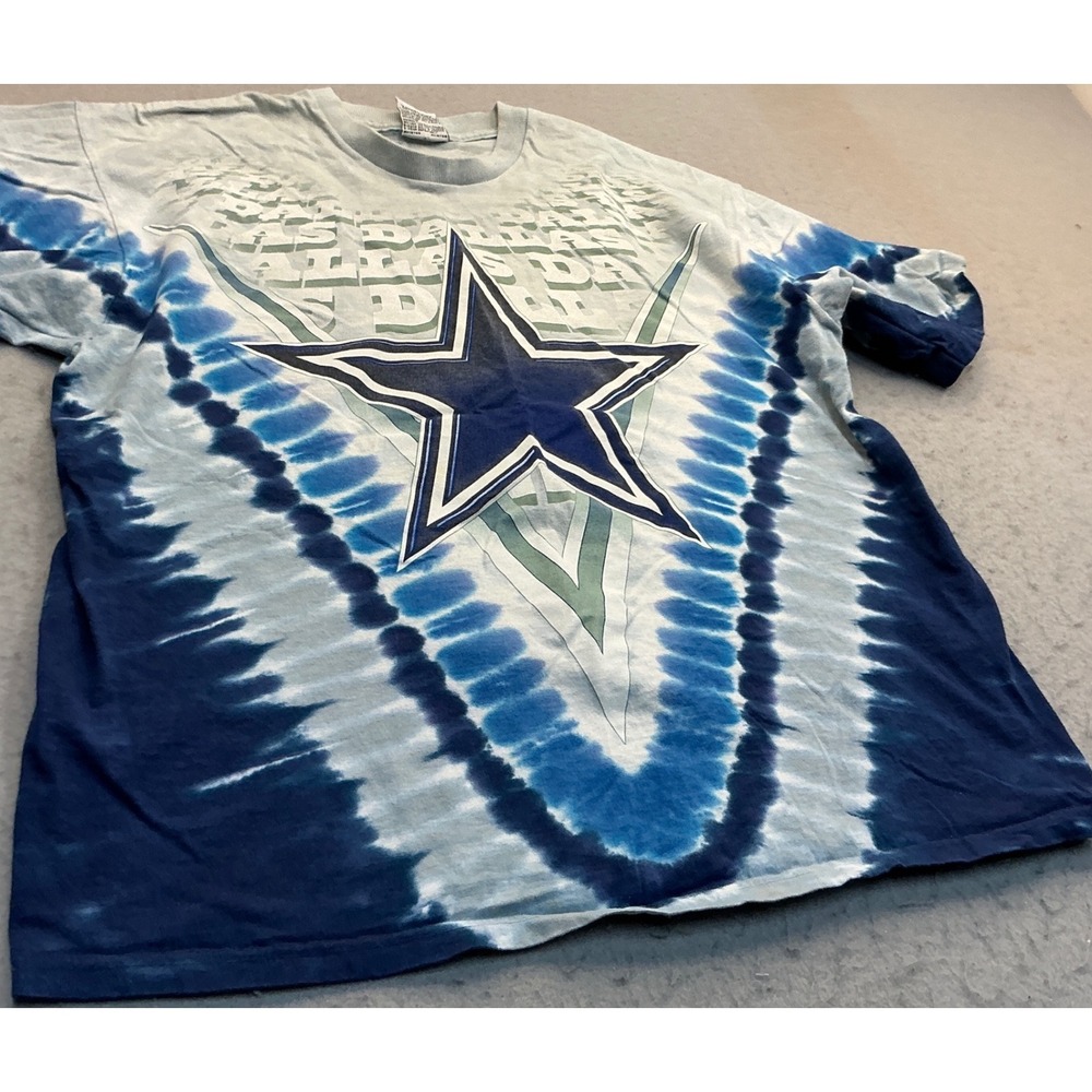 Liquid Blue Vintage Dallas Cowboys Tie Dye T-Shirt Star Graphic XL 90s Style